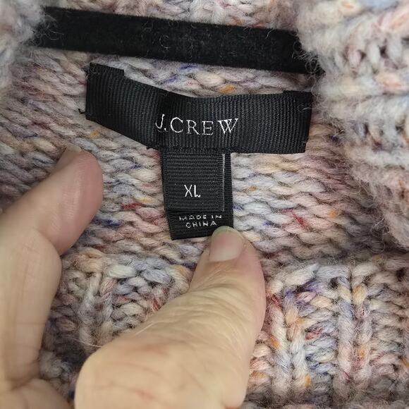 J Crew Pink TurtleNeck Sweater Wool Blend Boxy Cropped Pink Multi Size XL - Picture 5 of 7